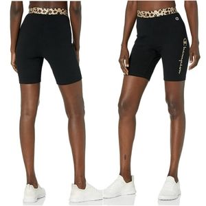 NEW! CHAMPION Authentic Bike Shorts Black Leopard XL